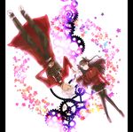  1girl archer black_legwear blue_eyes brown_hair fate/stay_night fate_(series) gears highres long_hair long_legs pillarboxed pomero thighhighs toosaka_rin white_hair 