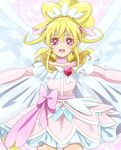  aida_mana angel_wings arm_warmers bad_id bad_pixiv_id blonde_hair bow brooch cape choker colored_eyelashes cure_heart cure_heart_parthenon_mode curly_hair dokidoki!_precure earrings half_updo headdress highres jewelry long_hair magical_girl outstretched_arms pink_bow pink_eyes pink_sleeves precure ribbon skirt smile solo sougetsu_ayu spread_arms white_wings wings 