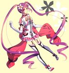  adapted_costume boots bow elbow_gloves flower full_body gloves hair_flower hair_ornament long_hair mayo. purple_eyes purple_hair ribbon skirt solo sophie_(tales) tales_of_(series) tales_of_graces thigh_boots thigh_strap thighhighs twintails white_gloves yellow_background 
