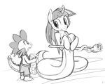  black_and_white blush breasts clothing dragon equine female friendship_is_magic hair horn horse lamia long_hair male mammal monochrome my_little_pony nipples open_mouth plain_background scepter sketch spike_(mlp) tg-0 twilight_sparkle_(mlp) unicorn white_background 