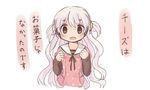  bad_id bad_pixiv_id brown_eyes hair_ornament kyabechi long_hair mahou_shoujo_madoka_magica mahou_shoujo_madoka_magica_movie momoe_nagisa open_mouth ribbon solo translated two_side_up wavy_hair white_hair 