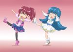  2girls aino_megumi artist_request blue_hair happinesscharge_precure! highres kill_me_baby multiple_girls parody pink_hair precure shirayuki_hime skirt tagme 