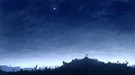  arm_up blue_sky city commentary_request half_moon highres junkyard mks moon night night_sky original outdoors scenery sky skyline solo star_(sky) starry_sky 