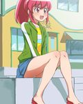  aino_megumi artist_request barefoot feet happinesscharge_precure! pink_hair precure shoes_removed skirt 
