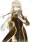  blue_eyes breasts detached_sleeves faulds gloves hair_over_one_eye kenshin187 knife large_breasts light_brown_hair long_hair solo tales_of_(series) tales_of_the_abyss tear_grants thighhighs 