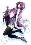  bad_id bad_pixiv_id bakemonogatari blue_eyes highres long_hair long_legs monogatari_(series) purple_hair school_uniform senjougahara_hitagi suna_ko1 thighhighs 