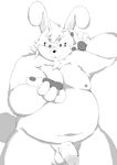  anthro balls chest_tuft chubby erection fur glans half-erect humanoid_penis inviting kemono lagomorph looking_at_viewer mahonex male mammal monochrome navel nipples offering overweight pawpads penis pixiv plain_background simple_background solo standing suggestive tuft vein white_background 