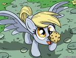  blonde_hair derp_eyes derpy_hooves_(mlp) equine female flower food friendship_is_magic grass hair horse latecustomer mammal muffin my_little_pony outside path pegasus pony smile solo wings yellow_eyes 