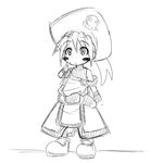  blush_stickers child greyscale guilty_gear long_hair may_(guilty_gear) monochrome oversized_clothes ponkotsu ponytail sketch solo younger 