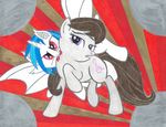  bat_pony blue_hair cutie_mark dj_pon3 equine friendship_is_magic fur hair hi_res horse mammal my_little_pony natasatch octavia_(mlp) pony red_eyes vinyl_scratch_(mlp) white_fur 