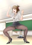  classroom crying high_heels highres kyami panties pantyhose pupil teacher underwear 