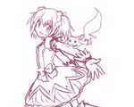  bad_id bad_pixiv_id bow gloves hair_bow kaname_madoka kyabechi kyubey magical_girl mahou_shoujo_madoka_magica monochrome open_mouth pink short_twintails sketch twintails 