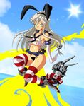  absurdres bare_shoulders beam highres kantai_collection long_hair navel ocean robot sea shimakaze_(kantai_collection) skirt thong very_long_hair 