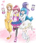  :d ;d aino_megumi black_legwear blue_hair blush_stickers bow brown_eyes brown_hair closed_eyes dress gurasan_(happinesscharge_precure!) happinesscharge_precure! happy heart hikawa_iona long_hair looking_at_viewer multiple_girls no_socks one_eye_closed oomori_yuuko open_mouth overalls pink_bow pink_eyes pink_hair ponytail precure purple_eyes purple_hair ribbon ribbon_(happinesscharge_precure!) shirayuki_hime shirt shoes short_hair skirt smile sparkle thighhighs tsukikage_oyama white_dress 