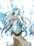  absurdly_long_hair aya_(pina_pico) blue_eyes breasts dress duel_monster hand_on_own_chest headband long_hair maiden_with_eyes_of_blue medium_breasts silver_hair smile solo very_long_hair yuu-gi-ou 