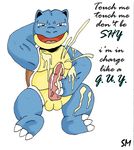  balls blastoise blush claws cum cum_on_arm cum_on_chest cum_on_hand cum_on_leg male muscles nintendo penis pok&eacute;mon silvermonster solo sweat vein video_games wartortle 