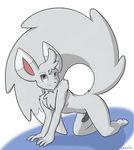  all_fours anthro black_penis chest_tuft claws erection fur hair humanoid_penis kneeling looking_at_viewer male minccino nintendo nude packmind penis pinup plain_background pok&#233;mon pok&eacute;mon pose purple_eyes smile solo tuft video_games white_background 