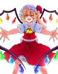  absurdres baba_(baba_seimaijo) bad_id bad_pixiv_id fangs flandre_scarlet highres nail_polish outstretched_arms red_eyes red_nails solo touhou white_background wings 