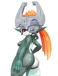  areola breasts butt erect_nipples female hair imp looking_at_viewer looking_back matospectoru midna navel nipples nude orange_hair red_eyes small_breasts smile solo the_legend_of_zelda twilight_princess video_games 