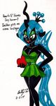 &lt;3 anthro anthrofied blue_hair box breasts changeling cleavage clothed clothing crown cute dress english_text female friendship_is_magic green_eyes hair horn long_hair my_little_pony newyorkx3 queen_chrysalis_(mlp) smile solo text wings 