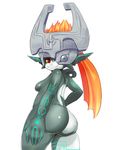  breasts female hair imp looking_at_viewer looking_back matospectoru midna navel nude orange_hair red_eyes small_breasts smile solo the_legend_of_zelda twilight_princess video_games 