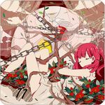  barefoot chain closed_eyes dress flower jewelry magi_the_labyrinth_of_magic morgiana one_side_up red_hair sinomi solo standing 