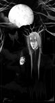  canth canth_(mirage_noir) forest long_hair mirage_noir monochrome moon nature night white_hair 