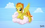  amber_eyes cloud cutie_mark equine female feral friendship_is_magic hair horse mammal my_little_pony mysticalpha pegasus pony smile solo spitfire_(mlp) two_tone_hair wings wonderbolts_(mlp) 