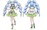  alternate_form bare_legs blue_eyes blue_hair bow cure_princess curly_hair dual_persona flipped_hair flower full_body green_skirt hair_flower hair_ornament happinesscharge_precure! high_heels long_hair macadamia_hula_dance magical_girl multiple_girls official_art precure ribbon satou_masayuki shirayuki_hime shoes skirt smile transparent_background twintails two_side_up wrist_cuffs 