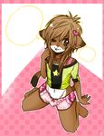  anthro brown_eyes brown_hair cat crossdressing facial_piercing feline feno girly glider_(artist) hair kneeling lace lip_piercing male mammal necklace one_eye_closed piercing wink 