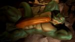 3d_(artwork) abs anthro bag balls bed bedding biceps big_balls big_penis blanket bone bottomwear clothing coin dagger darwinthejockey digital_media_(artwork) furniture genitals green_body green_scales green_skin green_tail hands_behind_head hi_res huge_penis hyper hyper_genitalia hyper_penis knife lizard lizard_(petruz) loincloth long_penis looking_at_viewer looking_up lying lying_on_bed male melee_weapon muscular muscular_arms muscular_legs muscular_male muscular_thighs on_back on_bed pecs penis penis_on_body penis_on_chest raised_arms reptile resting scales scalie signature solo source_filmmaker_(artwork) sprawled tail weapon yellow_body yellow_eyes yellow_penis yellow_skin