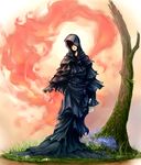  androgynous dark_souls female fire flower hood mage magic pyromancy quelana_of_izalith robe solo souls_(from_software) tree 