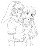  1girl belt earrings gloves greyscale hat jewelry link long_hair monochrome pointy_ears princess_zelda saiba_(henrietta) smile the_legend_of_zelda the_legend_of_zelda:_skyward_sword 