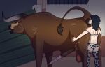 anal anatomically_correct anatomically_correct_genitalia anatomically_correct_penis animal_genitalia animal_penis animal_print animal_print_thigh_highs anus balls bestiality big_butt black_hair blue_eyes blue_sky_studios blush bodily_fluids bovid bovine bra brown_body brown_eyes brown_fur butt butt_grab cattle clothed clothing coberrycheesesnek_(artist) colored cow_print cow_print_bra cow_print_lingerie cow_print_panties cow_print_thigh_highs dark_anus detailed detailed_background digital_drawing_(artwork) digital_media_(artwork) digital_painting_(artwork) duo fan_character female feral ferdinand_(film) fur genital_fluids genitals hair hand_on_butt horn huge_butt human human_on_feral interspecies legwear lingerie male male/female male_on_human mammal markings muscular nude open_mouth oral panties pattern_clothing pattern_legwear pattern_thigh_highs penis precum puffy_anus raised_tail rimming rimming_male saliva scar sex shaded smile tail tan_body tan_fur tan_markings thick_thighs thigh_highs tongue tongue_on_butt tongue_out underwear valiente_(ferdinand) white_body white_skin widescreen