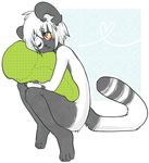  bear female glider_(artist) hug jelly_(character) mammal one_eye_closed panda pillow plain_background squeeze white_background 