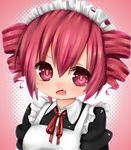  alternate_costume apron blush colorized drill_hair enmaided fang highres kasane_teto maid maid_apron maid_headdress pink_eyes pink_hair pitui1996 solo twin_drills twintails utau 