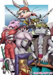accessory angelo_(dragon_quest) animal_humanoid anthro big_breasts blush blush_stickers breast_envy breasts cam&#039;wethrin canid canid_humanoid canine canine_humanoid cat_humanoid cheek_tuft clothing cosplay crossover crossover_cosplay dachimotsu dragon dragon_humanoid dragon_quest dragon_quest_viii dress ear_piercing ear_ring eight_(dragon_quest) facial_tuft felid felid_humanoid feline feline_humanoid female fur_clothing greataxe group hair_accessory hi_res horn humanoid jessica_albert kerchief kornari_vor_(dachimotsu) lagomorph lagomorph_humanoid leporid_humanoid mammal mammal_humanoid melee_weapon mono_(dachimotsu) multi_breast mythological_creature mythological_scalie mythology piercing rabbit_humanoid rapier ring_piercing scalie serigala_(dachimotsu) snaggle_tooth square_enix sword tail topwear tuft vest we&#039;re_a_party_and_you&#039;re_invited! weapon whiskers wolf_humanoid yangus_(dragon_quest)