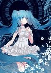  aqua_eyes aqua_hair bubble cuivre dress hatsune_miku long_hair piano_keys smile solo twintails very_long_hair vocaloid 