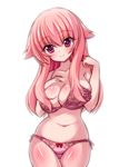  bad_id bad_pixiv_id bra breasts highres large_breasts lingerie long_hair looking_at_viewer navel original panties pink_eyes pink_hair ribbon shiroie_mika smile solo stomach underwear underwear_only 