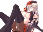  alisa_ilinichina_amiella arm_support armpits black_gloves blue_eyes boots breasts cleavage elbow_gloves foreshortening gloves god_eater god_eater_burst hat hiro_(hankakudouga) large_breasts lavender_hair light_brown_hair long_hair nipples no_panties open_clothes open_mouth pantyhose plaid plaid_skirt pussy seaweed shadow simple_background skirt solo suspender_skirt suspenders thigh_boots thighhighs torn_clothes torn_legwear uncensored vest white_background 