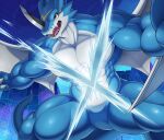 2021 3_fingers abs anthro attack_pose bandai_namco barazoku belly belly_markings biceps big_biceps big_deltoids big_muscles big_pecs biped black_outline blue_arms blue_body blue_face blue_fingers blue_hands blue_head blue_legs blue_neck blue_scales chest_markings chin_horn claws countershade_belly countershade_body countershade_face countershade_neck countershade_scales countershade_torso countershading crouching dark_markings deltoids digimon digimon_(species) digital_background digital_media_(artwork) digital_world dragon exveemon facial_horn facial_markings fangs featureless_crotch fighting_pose fingers fist forearm_muscles front_view frown glistening glistening_arms glistening_belly glistening_body glistening_chest glistening_eyes glistening_face glistening_head glistening_horn glistening_scales glistening_wings glowing glowing_markings glowing_symbol head_horn head_markings hi_res horn jagged_mouth large_wings latissimus_dorsi light_arms light_belly light_body light_chest light_claws light_face light_fingers light_head light_horn light_legs light_markings light_neck light_scales light_wings long_tail looking_forward lunar_eyes_illustration male markings membrane_(anatomy) membranous_wings monotone_arms monotone_hands monotone_horn monotone_legs monotone_wings multicolored_belly multicolored_body multicolored_face multicolored_head multicolored_scales muscular muscular_anthro muscular_arms muscular_legs muscular_male muscular_thighs mythological_creature mythological_scalie mythology neck_muscles nose_horn nude obliques open_mouth orange_eyes outline pecs pose quads scales scalie serratus signature solo spread_arms structure symbol tail teeth thick_arms thick_neck thick_thighs tongue trapezius triceps two_tone_belly two_tone_body two_tone_chest two_tone_neck two_tone_scales two_tone_scalie v-cut white_belly white_body white_chest white_claws white_countershading white_face white_head white_neck white_scales white_wings wings x_symbol yellow_body yellow_face yellow_head yellow_markings yellow_scales