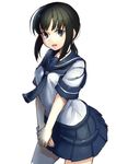  bad_id bad_pixiv_id black_hair brown_hair fubuki_(kantai_collection) kantai_collection neckerchief open_mouth pleated_skirt school_uniform serafuku seramikku short_hair short_sleeves skirt 