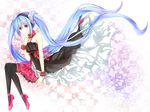  blue_eyes blue_hair hand_on_own_chest hatsune_miku high_heels long_hair looking_at_viewer meggy0939 skirt smile solo thighhighs twintails very_long_hair vocaloid 