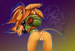  anus breasts clothing female fritzlesticks fur hair leaning leaning_forward long_ears long_hair looking_at_viewer looking_back mammal mouse orange_fur orange_hair pussy rodent 