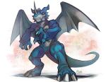 2013 3_fingers abs abstract_background anthro asterionblazing bandai_namco barazoku belly belly_markings biceps big_biceps big_deltoids big_muscles big_pecs biped black_outline blue_arms blue_body blue_face blue_fingers blue_hands blue_head blue_legs blue_neck blue_scales chest_markings chin_horn claws clenched_teeth countershade_belly countershade_body countershade_face countershade_neck countershade_scales countershade_torso countershading dark_markings deltoids digimon digimon_(species) digitigrade dragon exveemon facial_horn facial_markings fangs featureless_crotch fingers forearm_muscles front_view frown gesture grey_body grey_scales hand_gesture head_horn head_markings horn humanoid_hands jagged_mouth large_wings long_tail looking_forward male markings membrane_(anatomy) membranous_wings monotone_arms monotone_hands monotone_horn monotone_legs monotone_wings multicolored_belly multicolored_body multicolored_face multicolored_head multicolored_scales muscular muscular_anthro muscular_arms muscular_legs muscular_male muscular_thighs mythological_creature mythological_scalie mythology neck_muscles nose_horn nude orange_eyes outline pecs pointing pointing_forward pose quads scales scalie scalie_tail signature simple_background solo symbol tail teeth thick_arms thick_neck thick_thighs trapezius triceps two_tone_belly two_tone_body two_tone_chest two_tone_neck two_tone_scales two_tone_scalie v-cut white_background white_belly white_body white_chest white_claws white_countershading white_face white_head white_neck white_scales white_wings wings x_symbol yellow_body yellow_face yellow_head yellow_markings yellow_scales