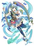  blue_eyes blue_hair blue_legwear blue_skirt blush boots crown cure_princess full_body hair_ornament happinesscharge_precure! highres itomugi-kun jewelry long_hair magical_girl mini_crown open_mouth precure shirayuki_hime skirt smile solo thighhighs twintails vest wrist_cuffs 