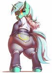  amber_eyes anthro big_butt butt chubby clothed clothing equine female friendship_is_magic fur green_fur hair horn horse huge_butt jeans lyra_(mlp) lyra_heartstrings_(mlp) mammal my_little_pony overweight pony solo tongue tongue_out trinity-fate62 two_tone_hair unicorn 
