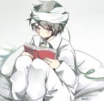  aojiru_(yume_2kki) bandaid book holding holding_book male_focus motoyuki_(k125) pajamas pale_skin solo yume_2kki 