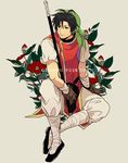  bandana black_hair gensou_suikoden gensou_suikoden_i gloves male_focus ororooops red_eyes short_hair solo staff tir_mcdohl 