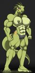  5_fingers 5_toes abs angela_iguana anthro areola big_breasts breasts claws eyelashes female gecko green_body grey_background iguana lizard looking_at_viewer muscles muscular_female nipples number plain_background purple_eyes reptile scalie solo standing toe_claws toes yellow_eyes zp92 